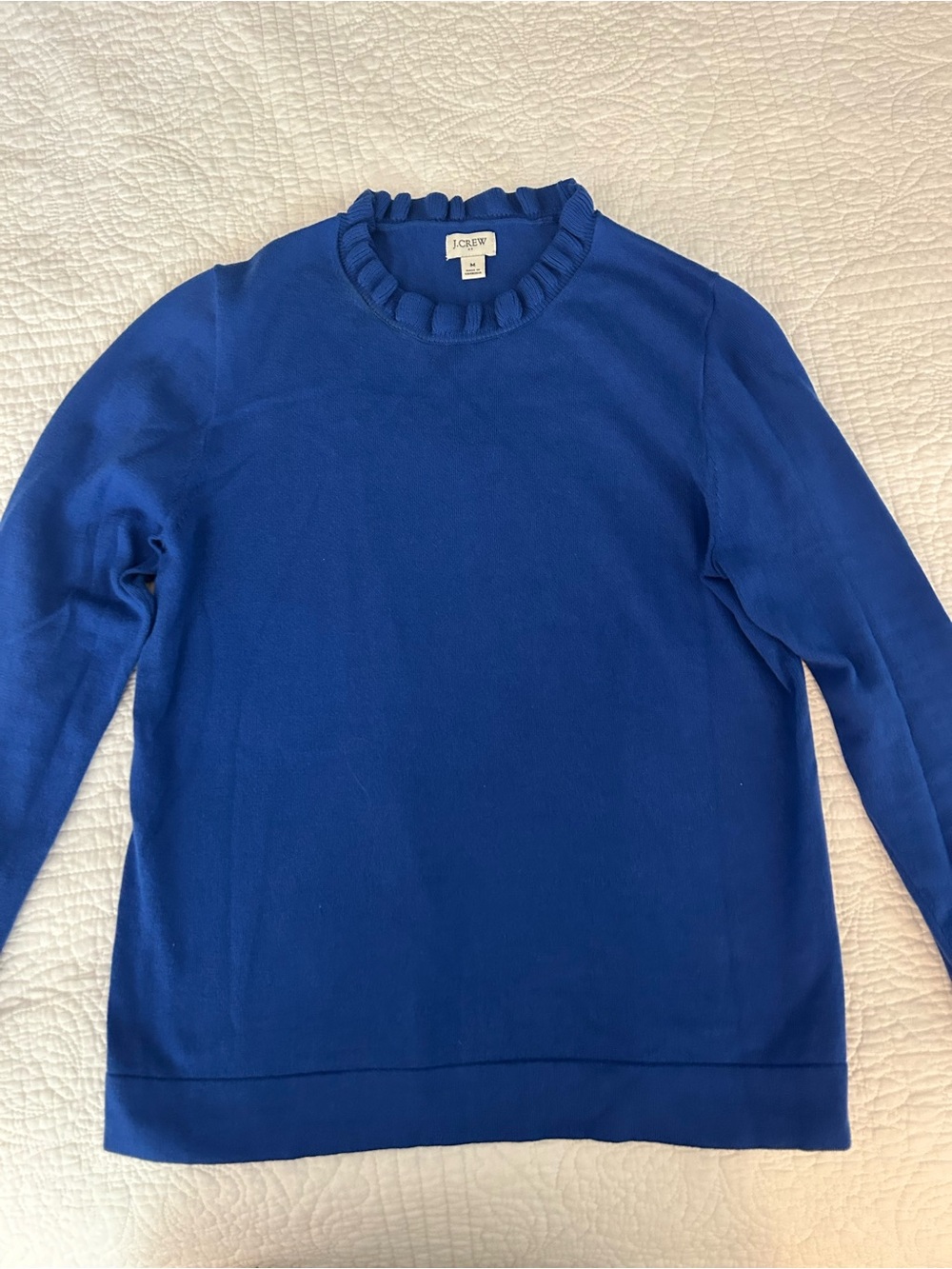 J. Crew Royal Blue Ruffle Crewneck Sweater